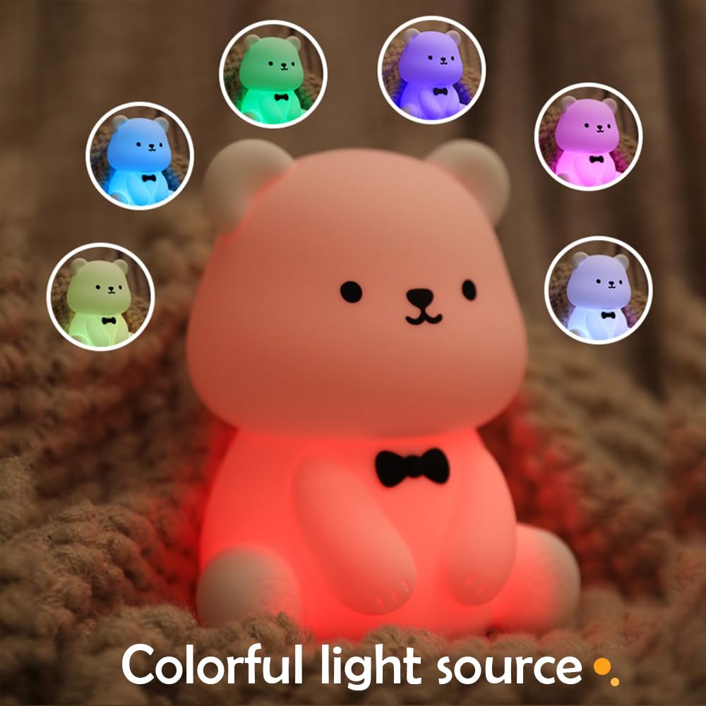 Cute Frog Night Light for Kids, Color Changeable Soft Silicone Sleeping Night Lamp for Nursery, Dimmable Timer Rechargeable Colorful Baby's Light Room Decor Children Gifts
