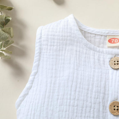 Infant Newborn Baby Boys Girls Cotton Linen Romper Summer Jumpsuit Sleeveless Overalls Clothing Set