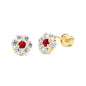 14k Yellow Gold Flower Stud Earrings with Screw Back - 12 Different Color Available