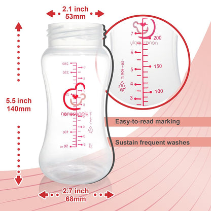 Nenesupply Natural Baby Bottles Newborn Feeding Bottles Slow Flow Breastfeeding Bottle for Breastfed Babies Wide Neck 9oz Anti Colic Level 2 Nipple for 1+ Month Infant Replace Spectra Bottle Pumping