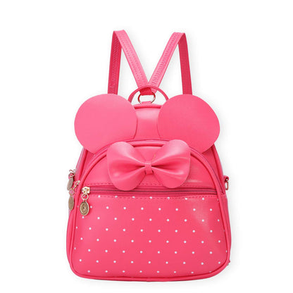 KL928 Girls Bowknot Polka Dot Cute Mini Backpack Small Daypacks Convertible Shoulder Bag Purse for Women