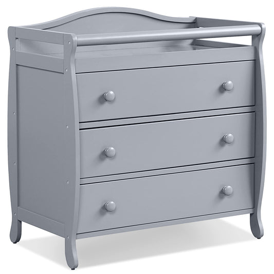 Costzon 3-Drawer Changing Table, Infant Diaper Changing Station with Drawers, Safety Rails & Strap, Baby Changing Table Dresser for Nursery, Easy Assembly (Brown)