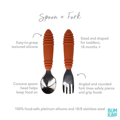 Bumkins Disney Baby Utensils Set, Chewtensils Silicone Spoons for Dipping, Self-Feeding, Baby Led Weaning, Trainer Learning, First Stage Eating, Soft Fork and Spoon, Babies 6 Months, Minnie Mouse
