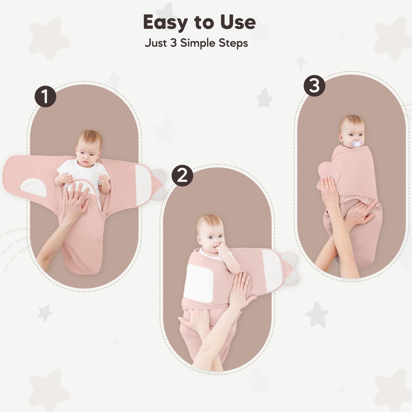 Susurration Swaddles for Newborns, 100% Cotton Baby Swaddle Sleep Sack, with Adjustable Velcro, Breathable and Durable Unisex Swaddle Sleep Sack, 3 Pack