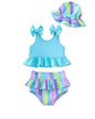 Mioglrie Baby Infant Swimsuit Girl Toddler Bathing Suit Girl Summer Beach Bikini Tankini Swimwear Hat 3-24 Months 2t-5t