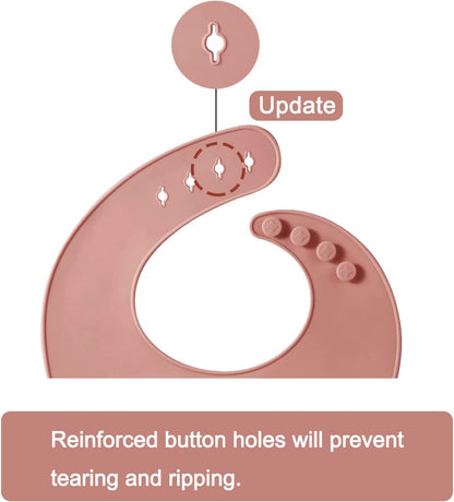 PandaEar Silicone Bibs for Babies Toddlers Girls| Adjustable Waterproof BPA Free Soft Durable Bibs for eating with Large Pocket Food Catcher