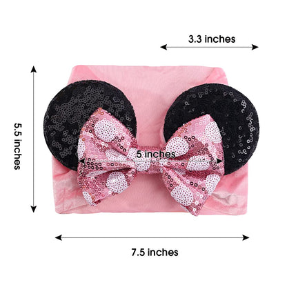 JIAHANG Baby Leopard Bows Turban Knotted Head Wraps, Hair Bows Headbands Stretchy Hair bands for Infant Toddlers Girls (pink leopard)