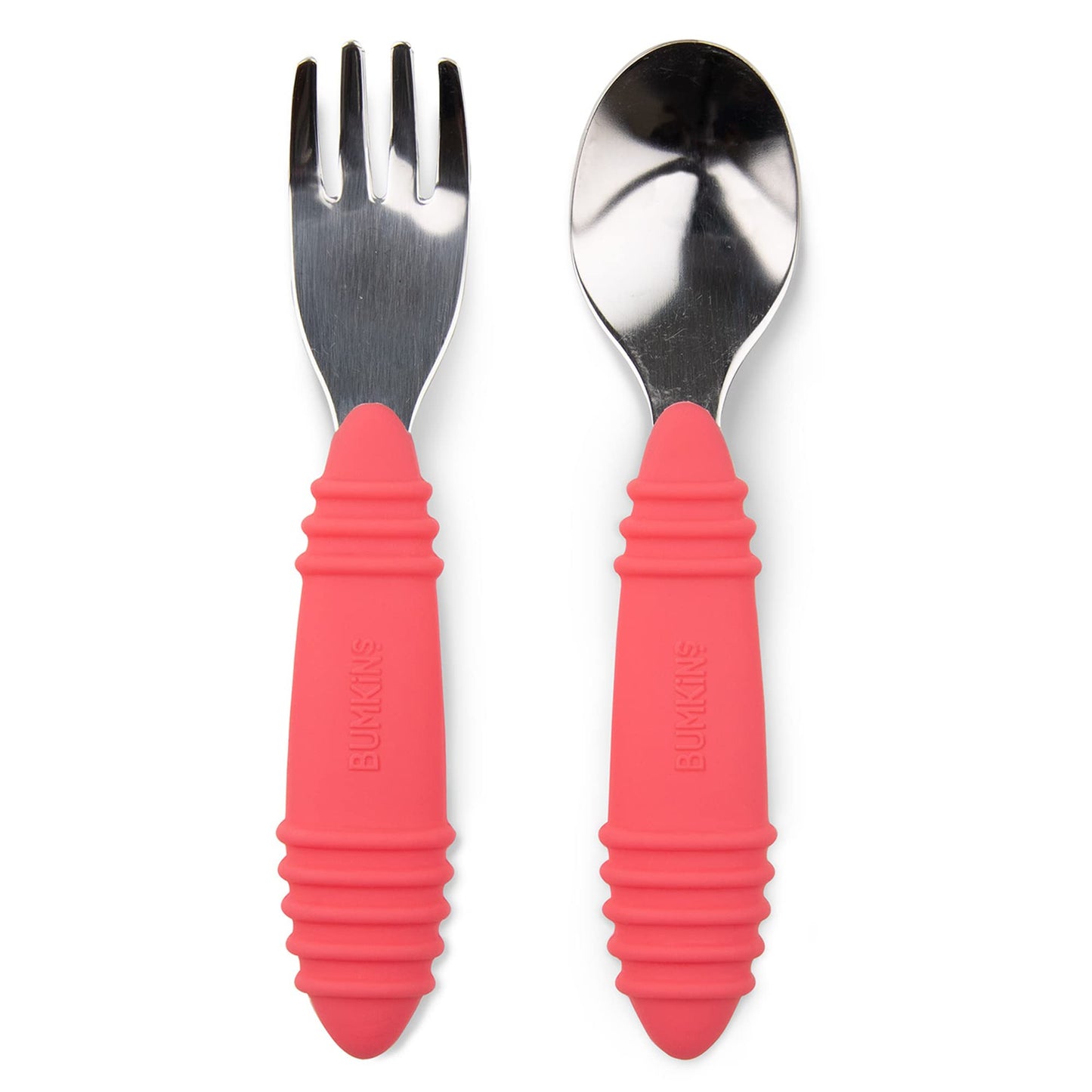 Bumkins Disney Baby Utensils Set, Chewtensils Silicone Spoons for Dipping, Self-Feeding, Baby Led Weaning, Trainer Learning, First Stage Eating, Soft Fork and Spoon, Babies 6 Months, Minnie Mouse
