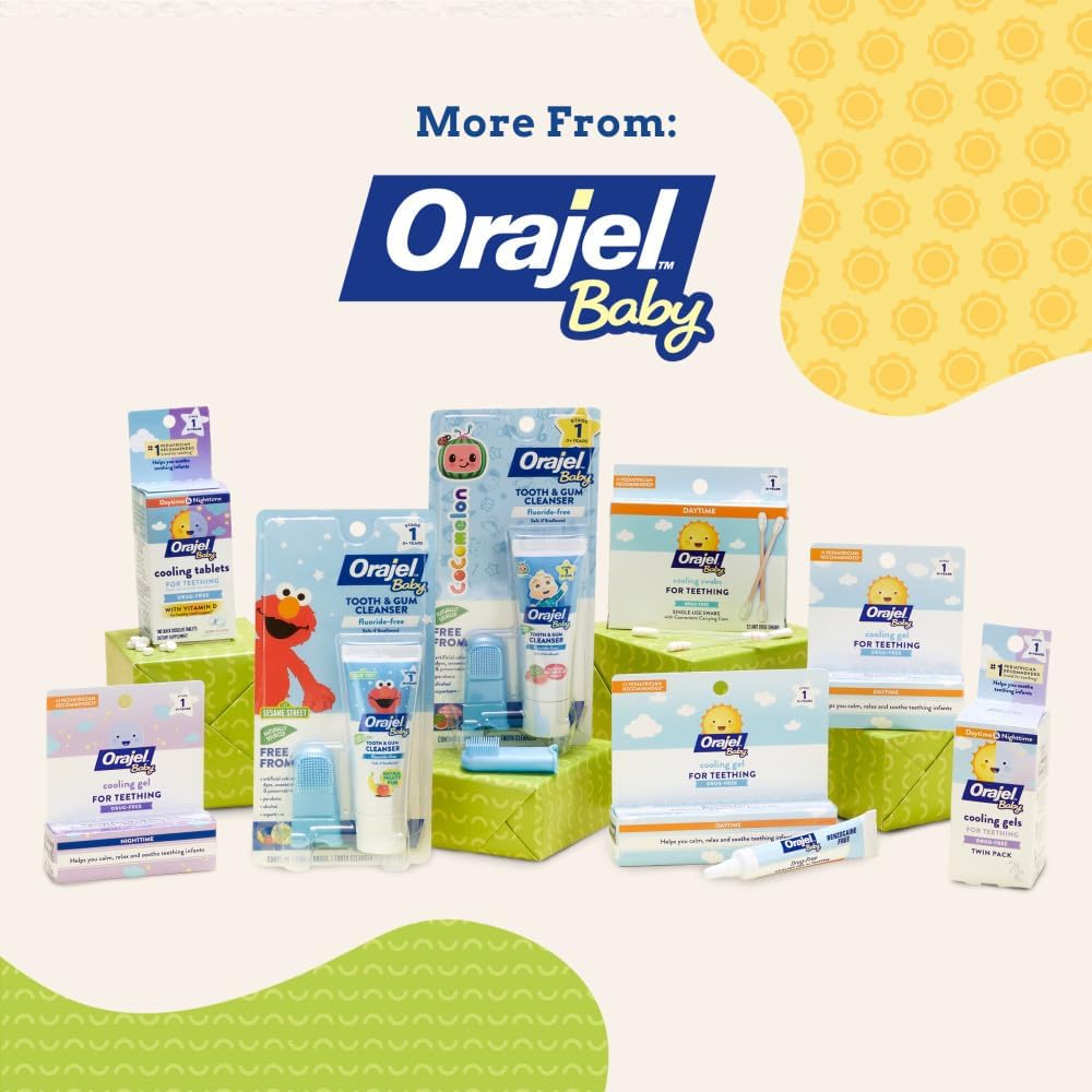 Orajel Baby Daytime Cooling Gel for Teething, Drug-Free, #1 Pediatrician Recommended Brand for Teething*, One .33oz Tube
