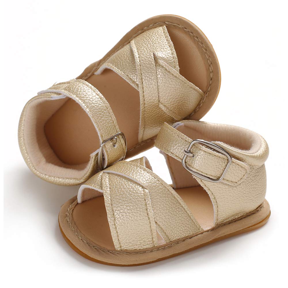 SOFMUO Baby Girls Boys Sparkly Bowknot Sandals Premium Soft Anti-Slip Rubber Sole Infant Summer Outdoor Shoes Toddler First Walkers