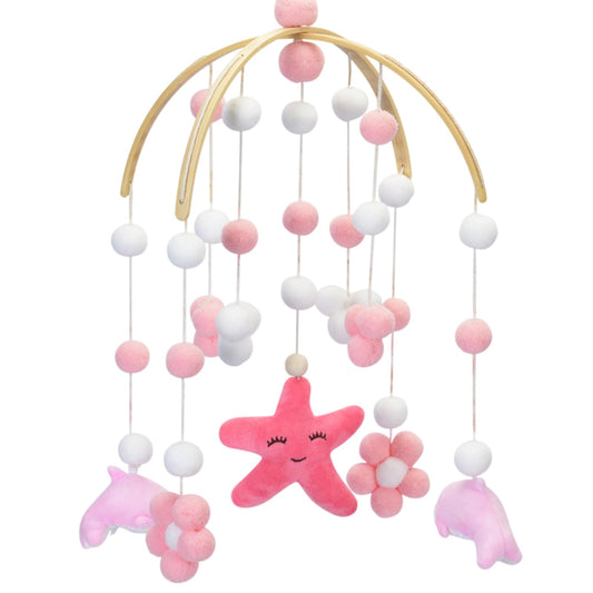 Baby Crib Mobile - Cloud Mobile for Crib, Felt Cloud Nursery, Baby Bassinet Mobile - Shower Set for Infant Bedroom Hanging Decoration (Pink)