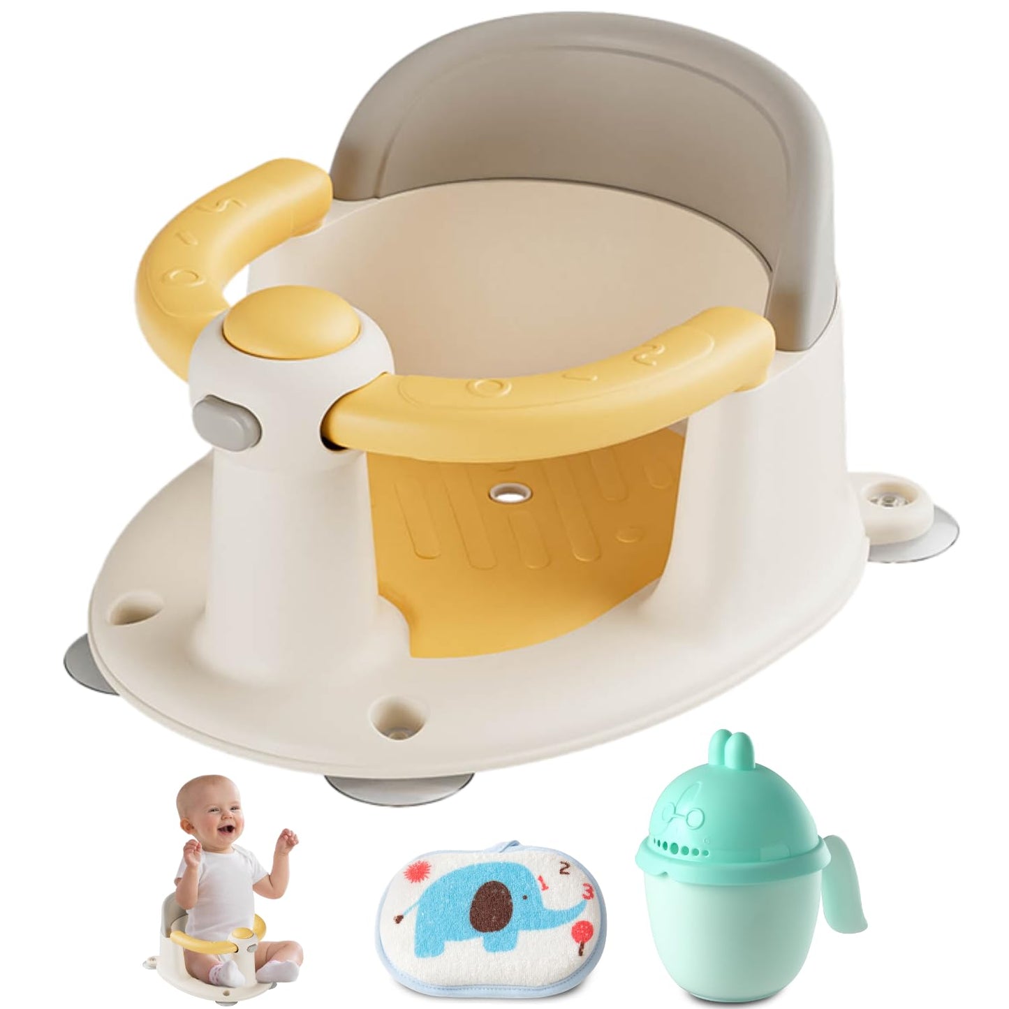 Baby Bath Seat for Babies 6 Months & up, Non-Slip Toddler Bath Seat for Baby & Newborn, Sit Up Bath Seat for Baby,Grey