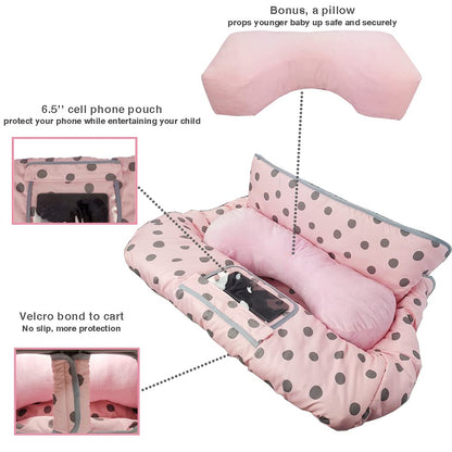 Shopping Cart Cover for Baby/Toddler 2-in-1 High Chair Cover, Easy Attach & Remove, with Cellphone Holder, Pink Strip Star