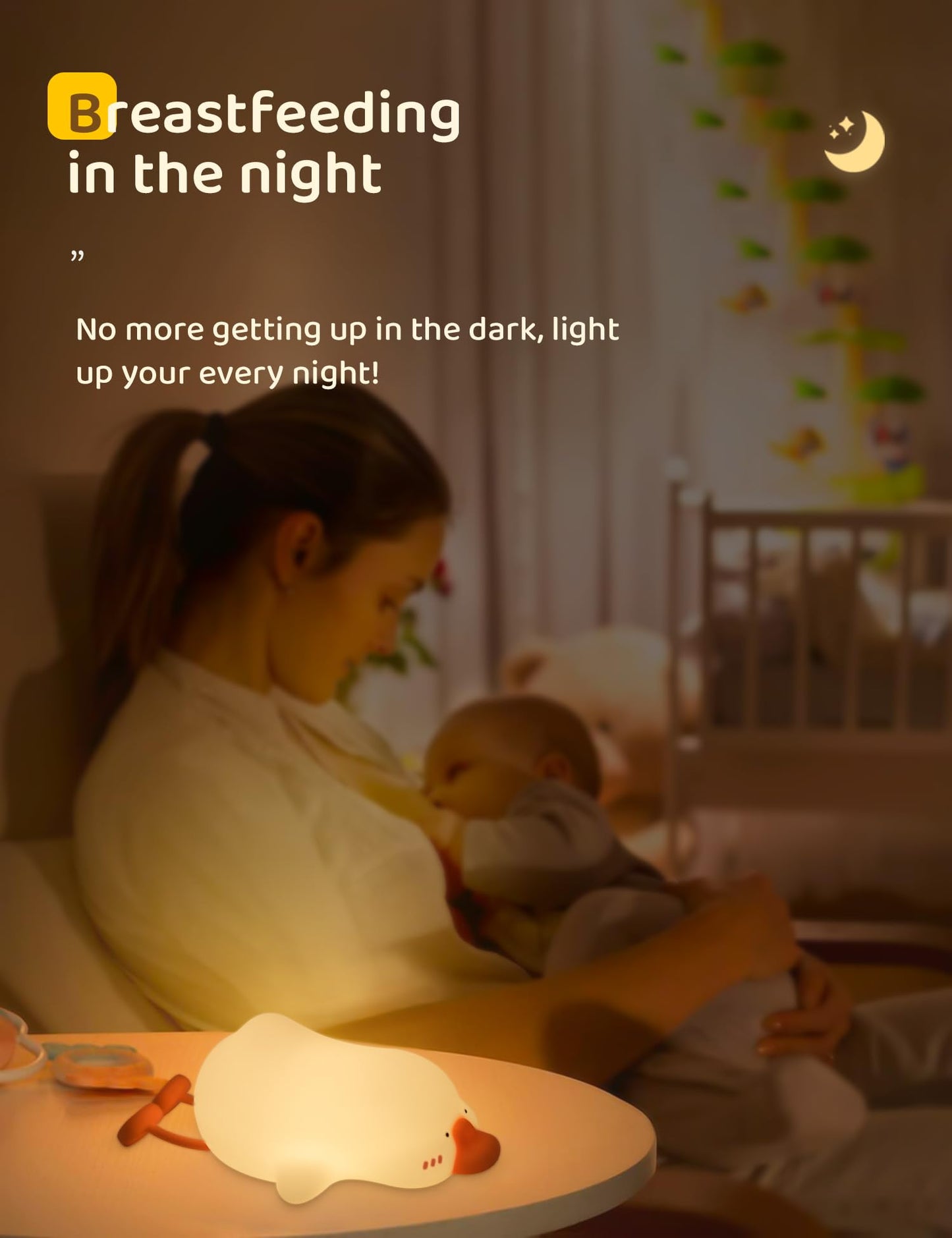 Nursery Night Light, RGB Bunny with 7 Colors & 3 Dim Levels, Rechargeable Silicone, Room Decor & Kids Gift