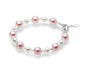 Pretty Sterling Silver Bracelets for Girls with Pink and White Simulated Pearls, European Crystals, Girls Jewelry, Pearl Bracelet for Girl, Birthday Gifts
