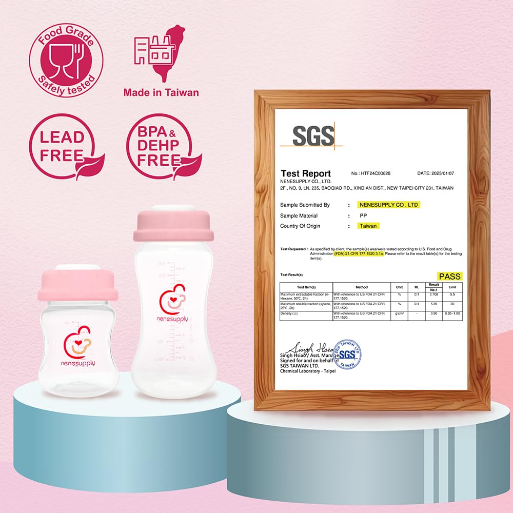 Nenesupply Natural Baby Bottles Newborn Feeding Bottles Slow Flow Breastfeeding Bottle for Breastfed Babies Wide Neck 9oz Anti Colic Level 2 Nipple for 1+ Month Infant Replace Spectra Bottle Pumping
