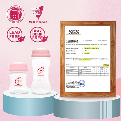 Nenesupply Natural Baby Bottles Newborn Feeding Bottles Slow Flow Breastfeeding Bottle for Breastfed Babies Wide Neck 9oz Anti Colic Level 2 Nipple for 1+ Month Infant Replace Spectra Bottle Pumping