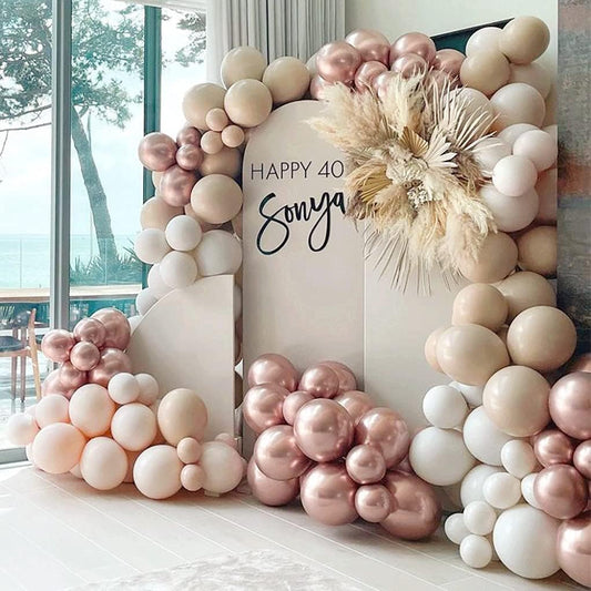 Blush Beige Balloon Arch Kit - Double Stuffed White Sand Nude Balloon Garland Neutral Cream Apricot Balloons for Baby Bridal Shower Boho Gender Reveal Wedding Birthday Party Party Decor