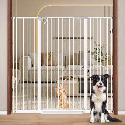 Fairy Baby 51.18" Extra Tall Cat Gate for Doorway, 29.5"-40.5" Extra Wide Pet Gate Dog Barrier Indoor for Cats Dogs, Kid Puppy Dog Gate No Jumping Over & No Climb, Metal Child Safety Proof Gate, Black