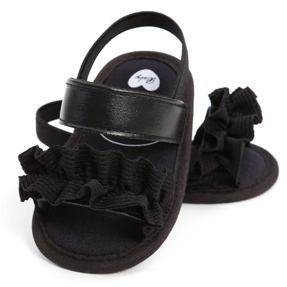 GDSDYM Infant Baby Girls Summer Sandals with Flower Bowknot Soft Sole Wedding Dress Flats Newborn First Walkers Crib Dress Shoes