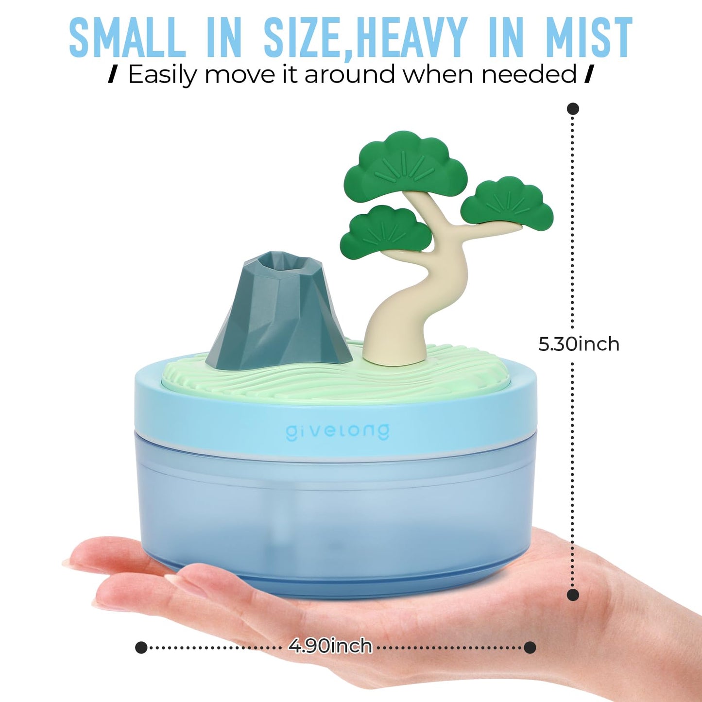 Cute Flower Mini Humidifier, 260ml Gardenia Desktop Humidifiers for Bedroom, Portable Small Cool Mist Humidification for Home, Baby Nursery, Office & Indoor Plants, USB Powered (Pink)
