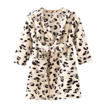 YOLIA Boys Girls Robes Kids Hooded Sleepwear Soft Fleece Bathrobes Cute Housecoat Gowns