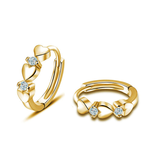 CiNily 14K White Gold Plated Small Hoop Earrings for Women Girls Heart Cubic Zirconia Hypoallergenic Earrings