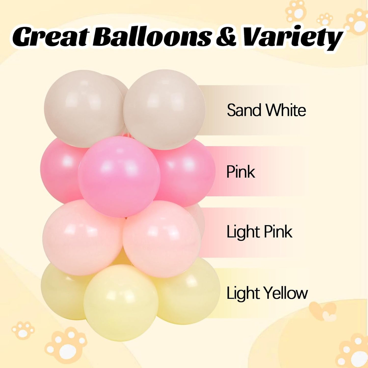 146pcs Pink and Yellow Balloon Garland Arch Kit, Pastel Pink Light Pink Pastel Yellow Sand White Latex Balloons for Cartoon Bear Themed Birthday Wedding Baby Shower Party Decorations