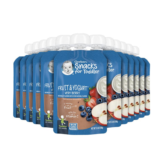 Gerber Baby Food Pouches, Toddler 12+ Months, Assorted Fruit Variety Pack, 3.5 Ounce (Set of 18)