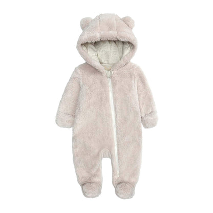 Newborn Baby Jumpsuit Hooded Fleece Rompers Long Sleeve Onesies Outwear Outfits