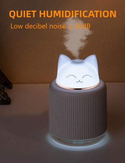 Mini Cute Cat Shape Humidifier - Personal Desktop Humidifier for Car, Plants, Office Room, Bedroom - 2 Mist Modes, 2 LED Colors, Auto Shutoff, Quiet (Pink)