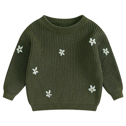 Mubineo Baby Girl Winter Clothes Cute Flower Sweater Crewneck Pullover Long Sleeve Knit Newborn Infant Sweaters
