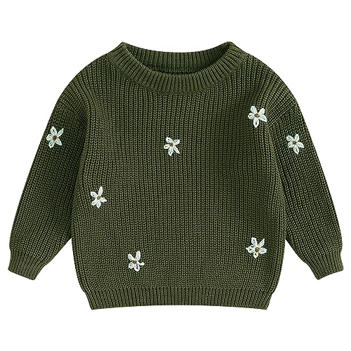 Mubineo Baby Girl Winter Clothes Cute Flower Sweater Crewneck Pullover Long Sleeve Knit Newborn Infant Sweaters