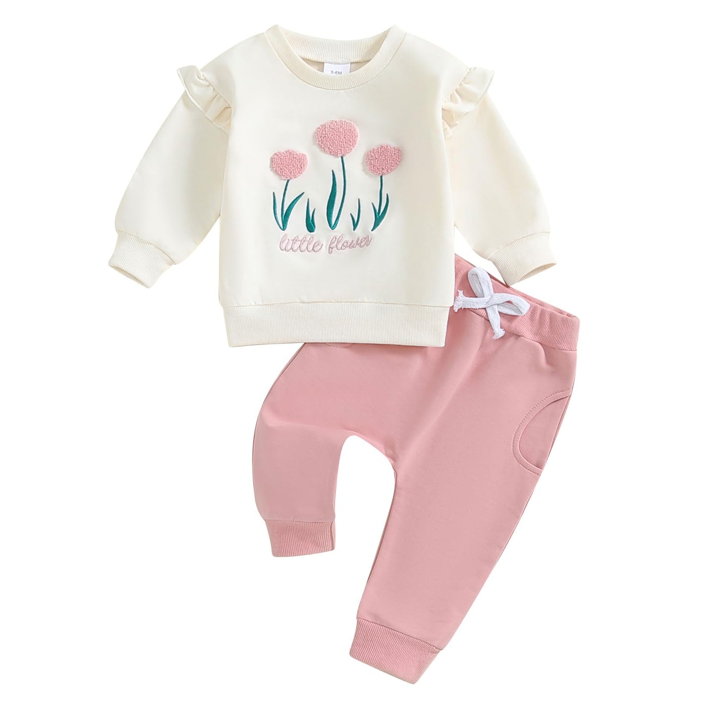 Kupretty Baby Girl Clothes Toddler Fall Winter Outfit Ruffles Crewneck Bow Pullover Sweatshirt + Joggers Pants Set