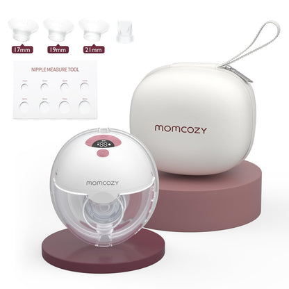 Momcozy M5 Hands-Free Wearable Breast Pump, Double-Sealed Flange for Baby-Like Comfort, 3 Modes & 9 Suction Levels, Portable Electric Pump – 24mm, 2-Pack Quill Gray