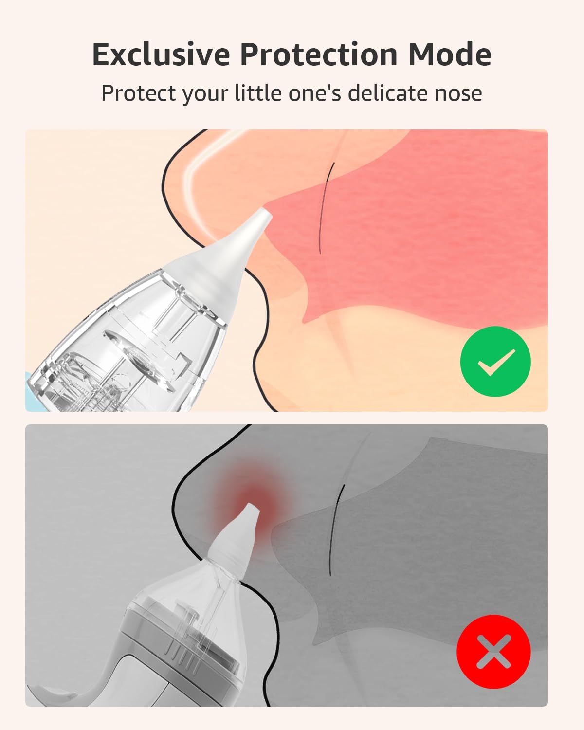 GROWNSY Nasal Aspirator for Baby, Electric Nose Aspirator for Toddler, Baby Nose Sucker, Automatic Nose Cleaner with 3 Silicone Tips, Adjustable Suction Level, Music and Light Soothing Function