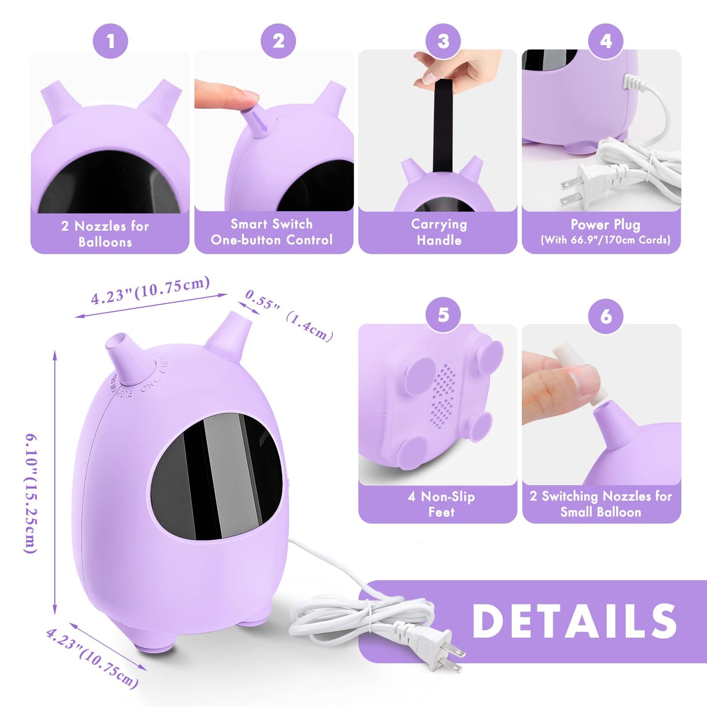 Balloon Pump Electric, SPLAKS Balloons Inflator Air Pump Portable Balloon Blower for Garland Arch, Party Decoration