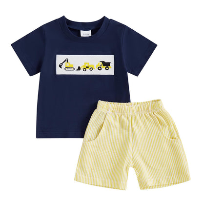 Toddler Baby Boy Summer Clothes Funny Pattren Letter Short Sleeve T Shirt with Shorts 2 Peices Outfits