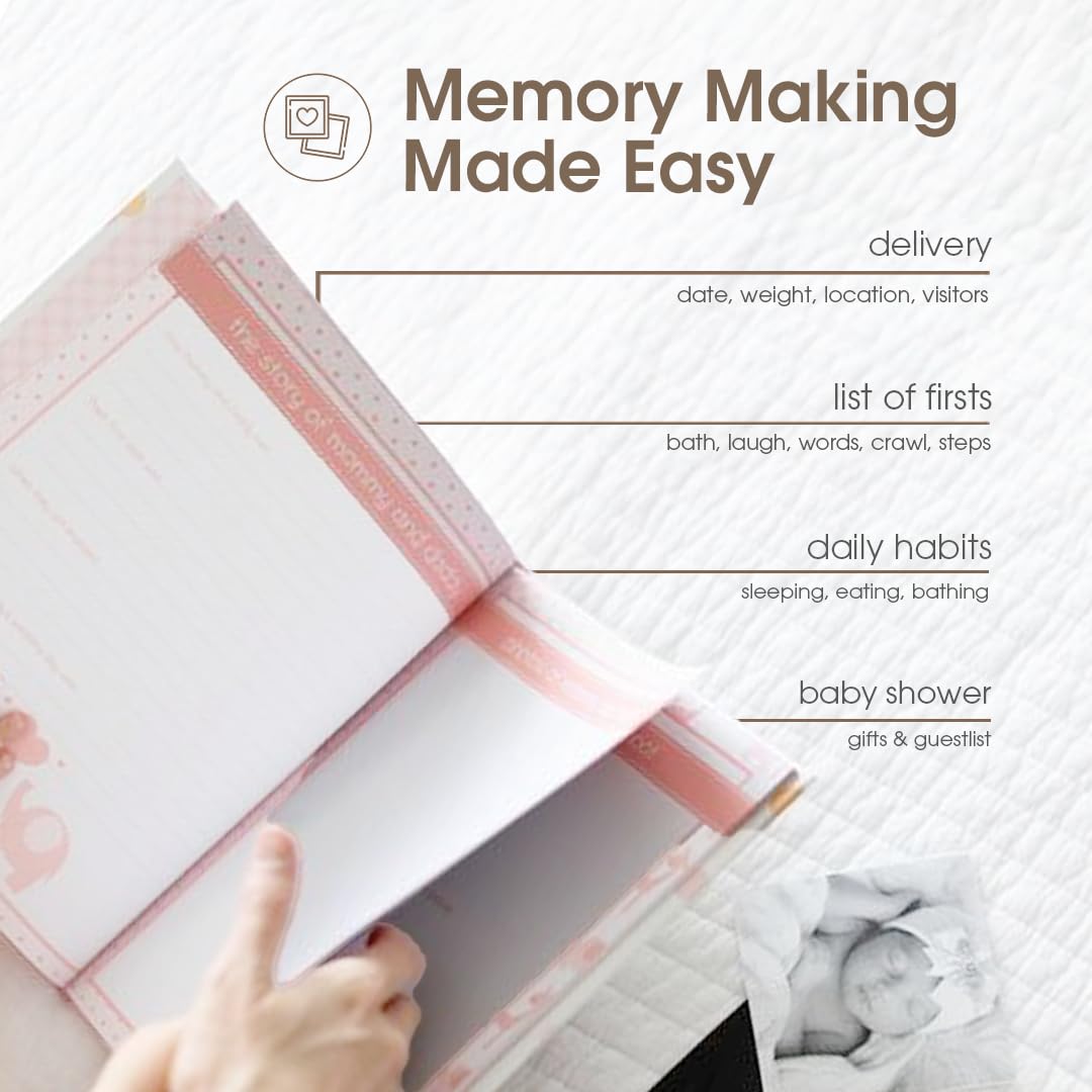 Bird Photo Album, Memory Keepsake Babybook, Gender-Neutral Baby Accessory for New and Expecting Parents, Pink