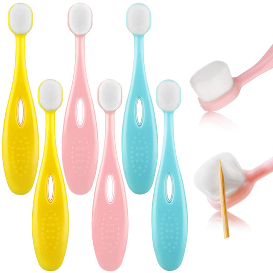 6 Pieces Kids Extra Soft Nano Toothbrush Children Bristles Children Micro Nano Manual Toothbrush Set with 20000 Bristles for Age 3and Above Boys Girls Gum Protecting Cleaning(Cute Style)