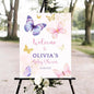 Printable Sign, Butterfly Baby Shower Welcome Sign, 12 x 18 inches to 24 x 36 inches, Corrugated Plastic, Romantic Style