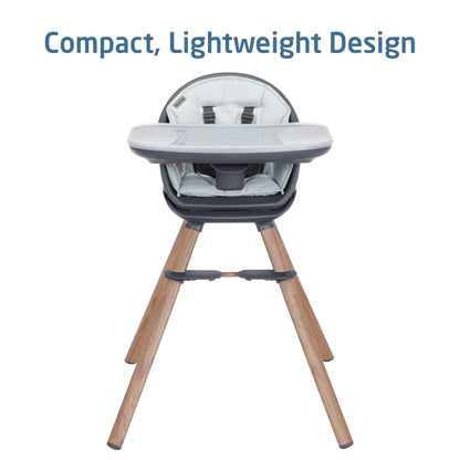 Maxi-Cosi Moa 8-in-1 High Chairs for Babies and Toddlers, Machine Washable Infant High Chair, Compact, Convertible High Chair Lightweight Design, Classic Slate