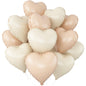 Sage Green Gold Heart Balloons,12Pcs Light Gold Heart Shaped Foil Balloons,18Inch Cream White Helium Mylar Balloon for Baby Shower Birthday Anniversary Wedding Party Decorations