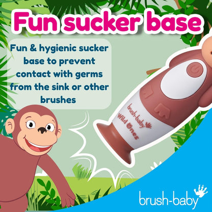 brush-baby WildOnes™ Rechargeable Kids Electric Toothbrush – Toby Tiger | Flashing Lights, 2-Min Timer, Waterproof, 3 Brush Heads | Toddler & Child Toothbrush Ages 0-10 | Soft Bristles