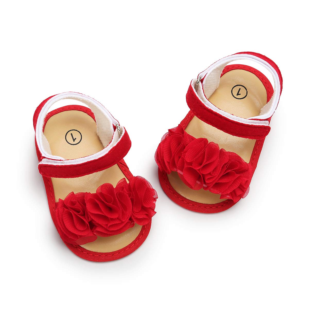 GDSDYM Infant Baby Girls Summer Sandals with Flower Bowknot Soft Sole Wedding Dress Flats Newborn First Walkers Crib Dress Shoes