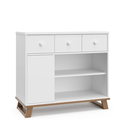 Storkcraft Modern Nursery Changing Table Dresser (White with White) – GREENGUARD Gold Certified, Dresser for Nursery, Changing Table With Drawers