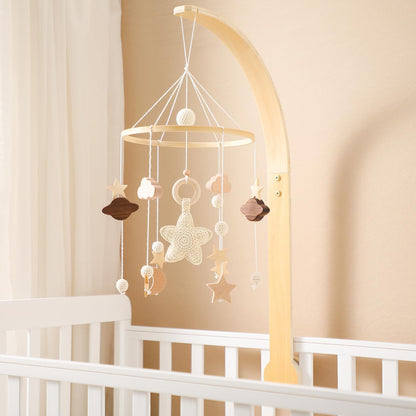 Baby Crib Mobile for Boys Girls| Boho Nursery Mobile| Gender Neutral Hand-Crocheted Mobile| Ceiling Mobile - Stars, Clouds, Moon