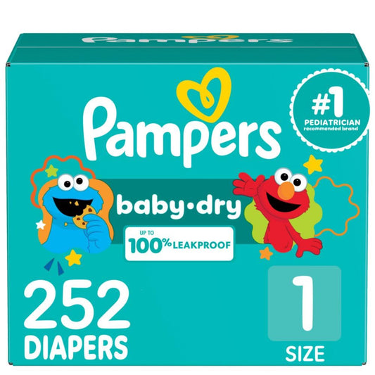 Pampers Diapers - Baby Dry - Size 1, 44 Count, Absorbent Disposable Infant Diaper (Packaging May Vary)