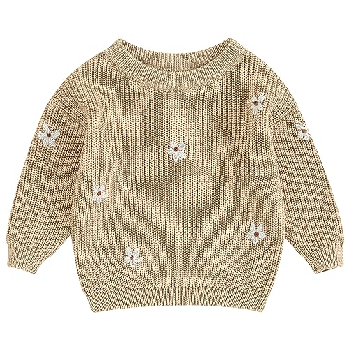 Mubineo Baby Girl Winter Clothes Cute Flower Sweater Crewneck Pullover Long Sleeve Knit Newborn Infant Sweaters