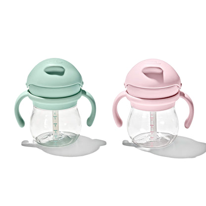 OXO Tot Transitions Straw Cup with Handles 6 oz. - Opal and Blossom - 2 Pack